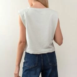 Εξοδος 😀 Noobass Αμάνικο Cropped φουτεράκι με βάτες - Βεραμάν ✨ -Φορέματα Εκπτώσεις amaniko cropped fouteraki me vates 88559 3kkj