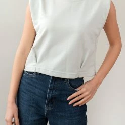 Εξοδος 😀 Noobass Αμάνικο Cropped φουτεράκι με βάτες - Βεραμάν ✨