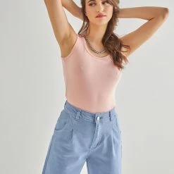 Νέος ❤️ The Fashion Project Basic αμάνικο αθλητικό Top - Ροζ ⌛