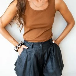 Κουπόνι ❤️ The Fashion Project Basic αμάνικο αθλητικό Top - Καφέ ⭐