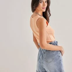 Καλύτερη πώληση ⌛ The Fashion Project Basic αμάνικο αθλητικό Top - Σομόν 🔥