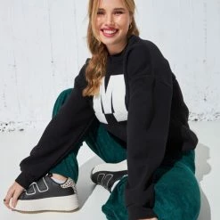 Προώθηση 🤩 The Fashion Project Basic άνετο φούτερ - Μαύρο 🧨 -Φορέματα Εκπτώσεις basic aneto fouter 96336 ntne