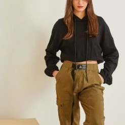 Πολύ καλή προσφορά 🔥 The Fashion Project Basic φουτεράκι με λάστιχο στο τελείωμα - Μαύρο 🥰