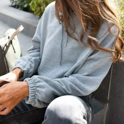 Η καλύτερη συμφωνία 🥰 The Fashion Project Basic φουτεράκι με λάστιχο στο τελείωμα - Γκρι 🎁