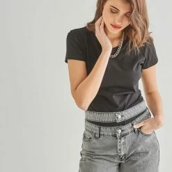 Φορέματα Εκπτώσεις 19 Καλύτερη πώληση 🔥 The Fashion Project Βαμβακερό κοντομάνικο T-shirt - Μαύρο 🛒