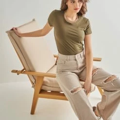 Κουπόνι ✔️ The Fashion Project Βαμβακερό κοντομάνικο T-shirt - Χακί 💯 7 Κουπόνι ✔️ The Fashion Project Βαμβακερό κοντομάνικο T-shirt - Χακί 💯 -Φορέματα Εκπτώσεις basic kontomaniko t shirt 89893 peei