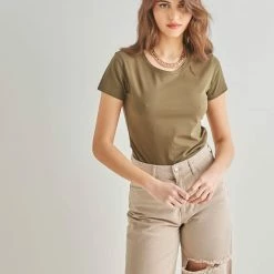 Κουπόνι ✔️ The Fashion Project Βαμβακερό κοντομάνικο T-shirt - Χακί 💯 6 Κουπόνι ✔️ The Fashion Project Βαμβακερό κοντομάνικο T-shirt - Χακί 💯 -Φορέματα Εκπτώσεις basic kontomaniko t shirt 89893 ua7g