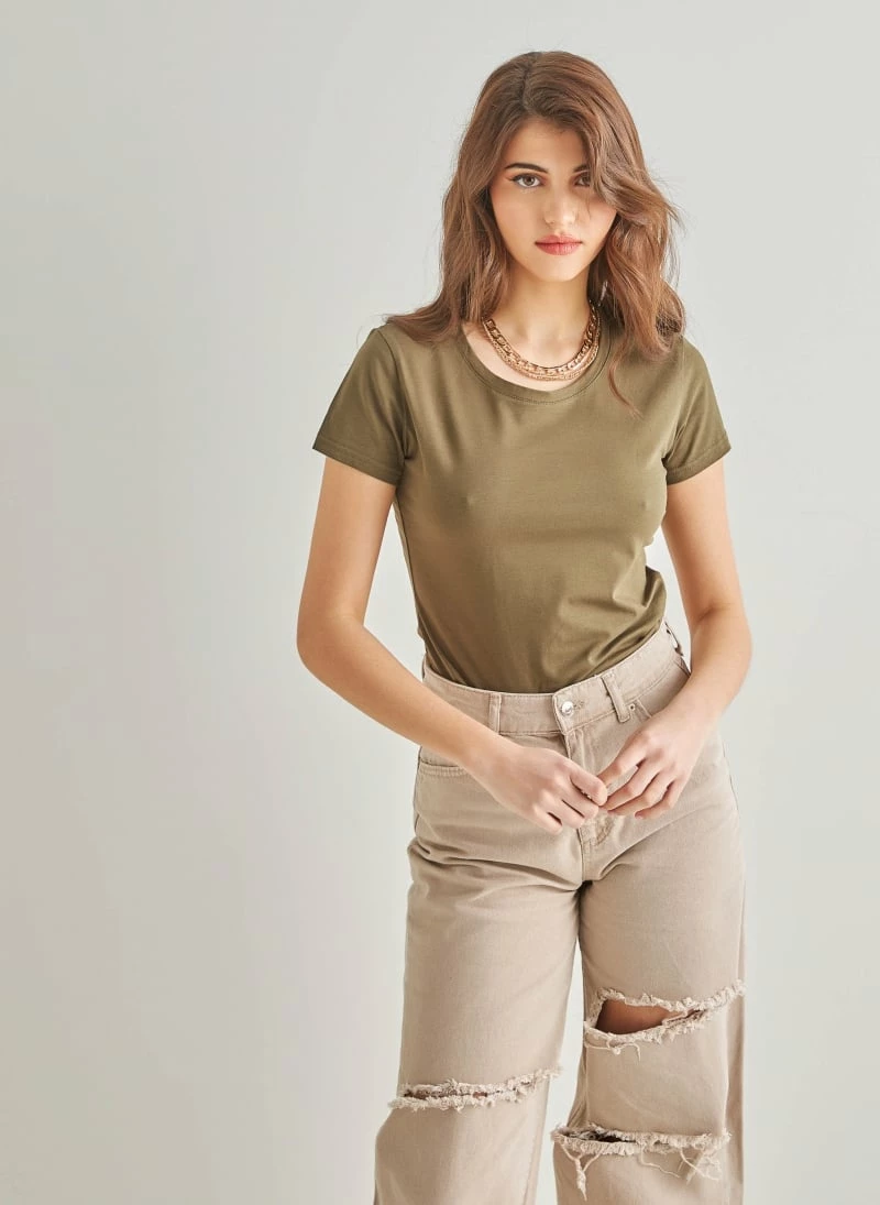 Κουπόνι ✔️ The Fashion Project Βαμβακερό κοντομάνικο T-shirt - Χακί 💯 3 Κουπόνι ✔️ The Fashion Project Βαμβακερό κοντομάνικο T-shirt - Χακί 💯 - Image 3