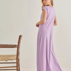 Πολύ καλή προσφορά ✔️ NAIBA Basic μακό Maxi φόρεμα με ανοίγματα - Λιλά 🧨 -Φορέματα Εκπτώσεις basic mako maxi forema me anoigmata 92423 lv98