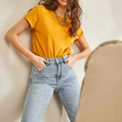 Προϋπολογισμός ✔️ The Fashion Project Βαμβακερό 100% T-shirt - Μουσταρδί 💯 13 Προϋπολογισμός ✔️ The Fashion Project Βαμβακερό 100% T-shirt - Μουσταρδί 💯 -Φορέματα Εκπτώσεις basic t shirt 88999 w6tp