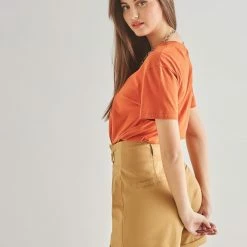 Νέος 😉 The Fashion Project Βαμβακερό 100% T-shirt - Κεραμιδί 🥰 -Φορέματα Εκπτώσεις basic t shirt 89889 6v2o