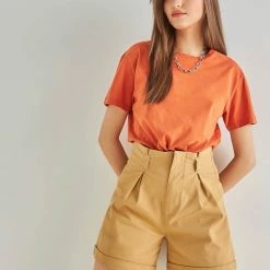 Νέος 😉 The Fashion Project Βαμβακερό 100% T-shirt - Κεραμιδί 🥰 -Φορέματα Εκπτώσεις basic t shirt 89889 tgzs