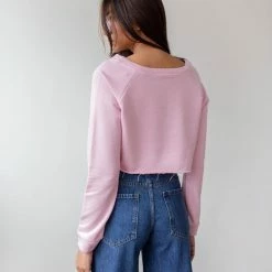 Flash Sale 👏 The Fashion Project Cropped φούτερ με ανοιχτή λαιμόκοψη - Ροζ 🛒 -Φορέματα Εκπτώσεις cropped fouter me anoixti laimokopsi 88230 158y