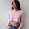 Flash Sale 👏 The Fashion Project Cropped φούτερ με ανοιχτή λαιμόκοψη - Ροζ 🛒