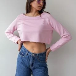 Flash Sale 👏 The Fashion Project Cropped φούτερ με ανοιχτή λαιμόκοψη - Ροζ 🛒 -Φορέματα Εκπτώσεις cropped fouter me anoixti laimokopsi 88230 nzil