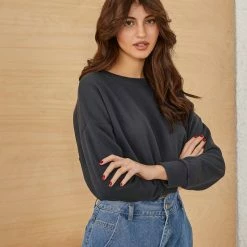 Η καλύτερη συμφωνία 😉 Noobass Cropped φούτερ με κορδονάκι - Ανθρακί 🛒 -Φορέματα Εκπτώσεις cropped fouter me kordonaki 85575 mmw1