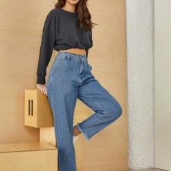 Η καλύτερη συμφωνία 😉 Noobass Cropped φούτερ με κορδονάκι - Ανθρακί 🛒 -Φορέματα Εκπτώσεις cropped fouter me kordonaki 85575 t12k