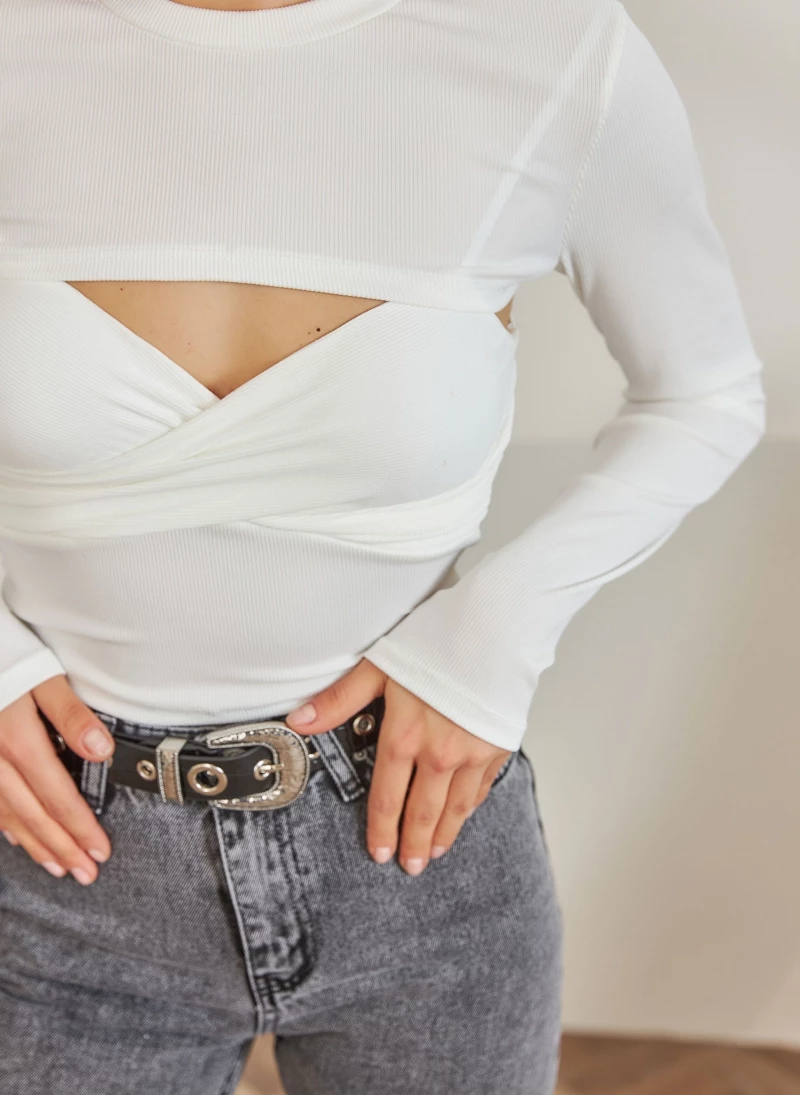 Προώθηση 🧨 The Fashion Project Cropped τοπάκι με μπολερό - Λευκό ⭐ 1 Προώθηση 🧨 The Fashion Project Cropped τοπάκι με μπολερό - Λευκό ⭐