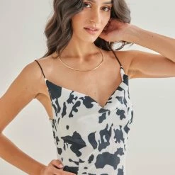 Καλύτερη πώληση 👏 The Fashion Project Εμπριμέ φόρεμα εφαρμοστό - Λευκό/Μαύρο 💯 -Φορέματα Εκπτώσεις efarmosto animal print forema 91837 t8w4