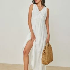 Πολύ καλή προσφορά 👏 The Fashion Project Φόρεμα αμάνικο με βολάν - Λευκό 🧨 -Φορέματα Εκπτώσεις forema amaniko me volan 102191 8fwj