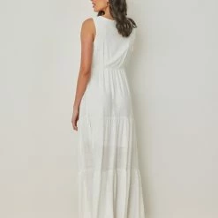 Πολύ καλή προσφορά 👏 The Fashion Project Φόρεμα αμάνικο με βολάν - Λευκό 🧨 -Φορέματα Εκπτώσεις forema amaniko me volan 102191 v4kk