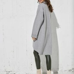 Εξοδος 💯 The Fashion Project Μπλούζα μακριά με ψηλό γιακά - Γκρι ⌛ -Φορέματα Εκπτώσεις forema asummetro me psili laimokopsi 99070 km62