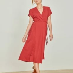 Ολοκαίνουργιο 🛒 Noobass Φόρεμα Casual με κορδόνι στη μέση - Κεραμιδί 🤩 -Φορέματα Εκπτώσεις forema casual me kordoni sti mesi 105076 ra9j