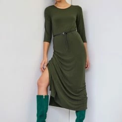 Καλύτερη πώληση 🔔 Αθλητικό φόρεμα με ζωνάκι NAIBA 402.086 - Χακί 😀