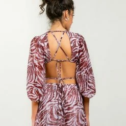 Flash Sale 🤩 The Fashion Project Εμπριμέ φόρεμα με διαφάνεια - Καφέ 🤩