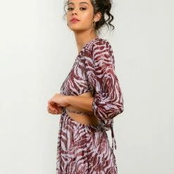 Flash Sale 🤩 The Fashion Project Εμπριμέ φόρεμα με διαφάνεια - Καφέ 🤩 -Φορέματα Εκπτώσεις forema diafaneia me cut outs 105402 t317