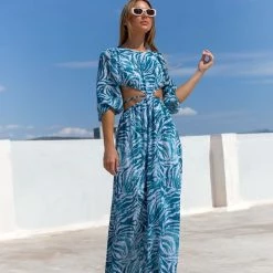 ΧΟΝΔΡΙΚΟ ΕΜΠΟΡΙΟ 💯 The Fashion Project Εμπριμέ φόρεμα με διαφάνεια - Petrol ⌛