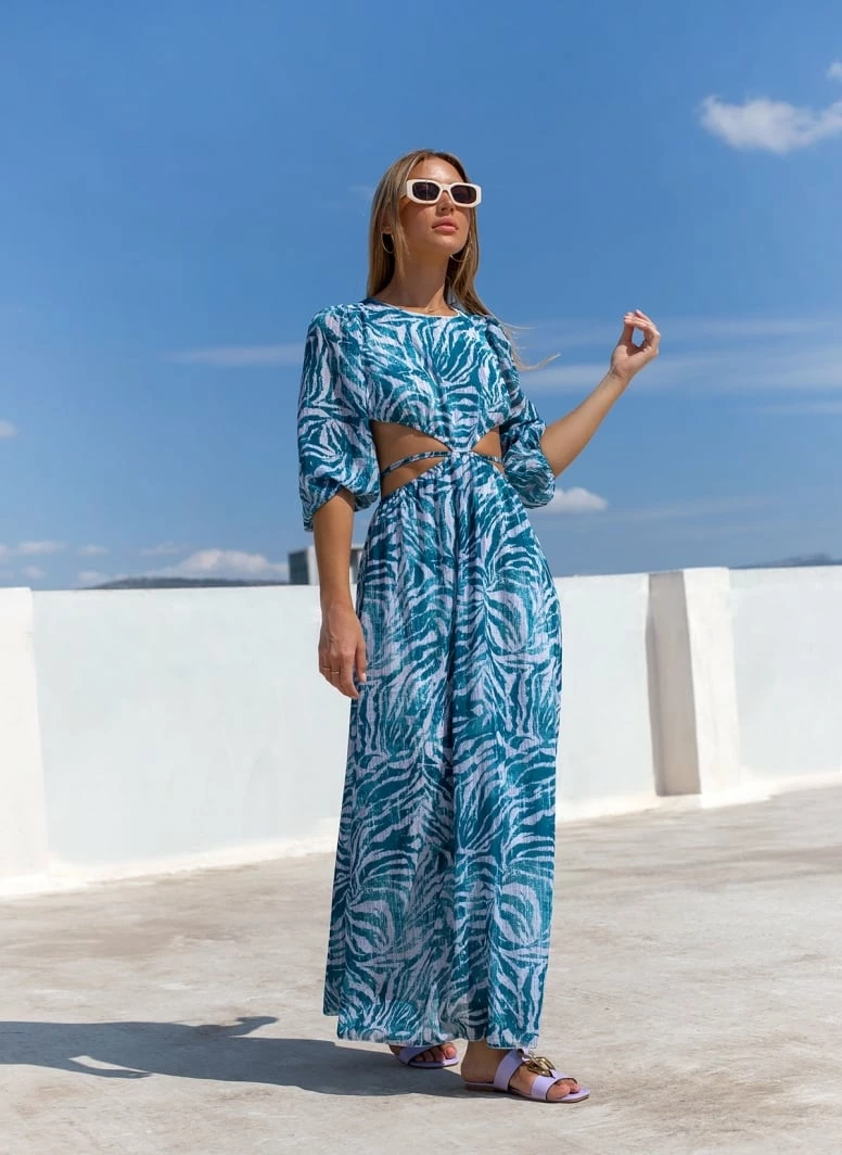 ΧΟΝΔΡΙΚΟ ΕΜΠΟΡΙΟ 💯 The Fashion Project Εμπριμέ φόρεμα με διαφάνεια - Petrol ⌛ 1 ΧΟΝΔΡΙΚΟ ΕΜΠΟΡΙΟ 💯 The Fashion Project Εμπριμέ φόρεμα με διαφάνεια - Petrol ⌛