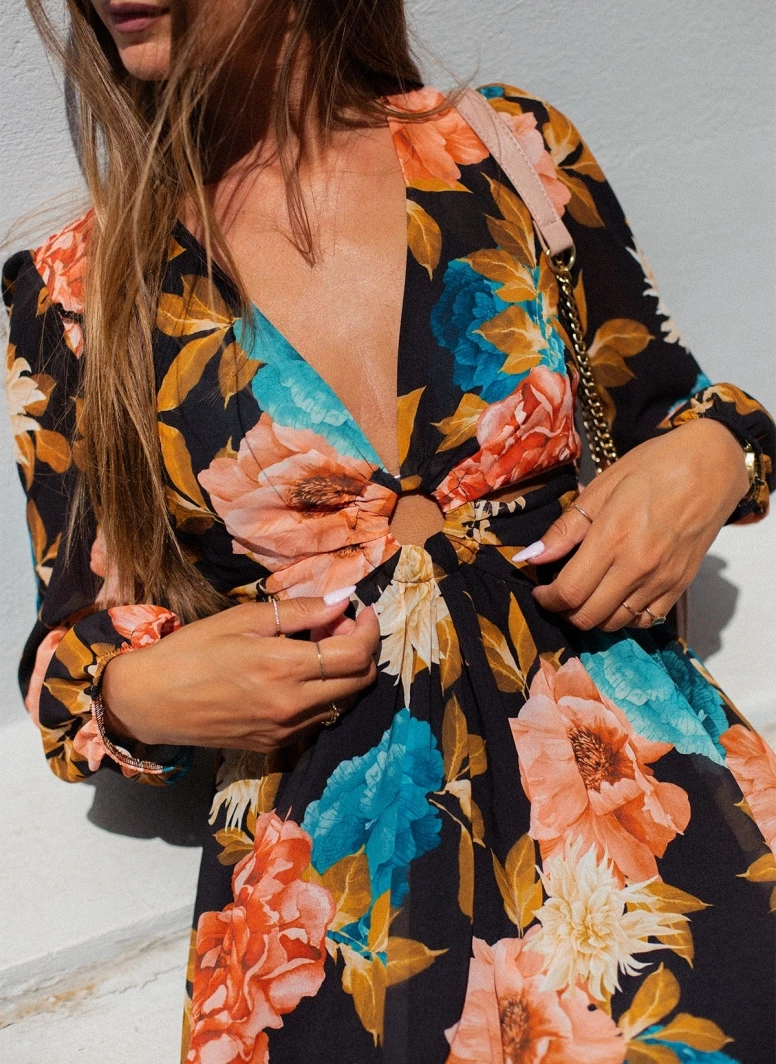 ΧΟΝΔΡΙΚΟ ΕΜΠΟΡΙΟ 🔥 The Fashion Project Φλοράλ φόρεμα με κρίκο - Μαύρο 🤩 4 ΧΟΝΔΡΙΚΟ ΕΜΠΟΡΙΟ 🔥 The Fashion Project Φλοράλ φόρεμα με κρίκο - Μαύρο 🤩 - Image 4