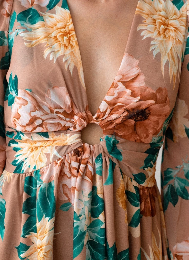 Καλύτερη πώληση 🥰 The Fashion Project Φλοράλ φόρεμα με κρίκο - Caramel 😀 2 Καλύτερη πώληση 🥰 The Fashion Project Φλοράλ φόρεμα με κρίκο - Caramel 😀 - Image 2