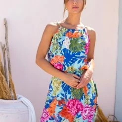 Προώθηση 😉 The Fashion Project Φλοράλ φόρεμα Halter - Οινοπνευματί 🎁 -Φορέματα Εκπτώσεις forema floral me halter laimokopsi 104557 dsxz