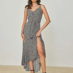 ΧΟΝΔΡΙΚΟ ΕΜΠΟΡΙΟ 🔥 The Fashion Project Φλορα΄λ φόρεμα με κουμπιά - Μαύρο ✨