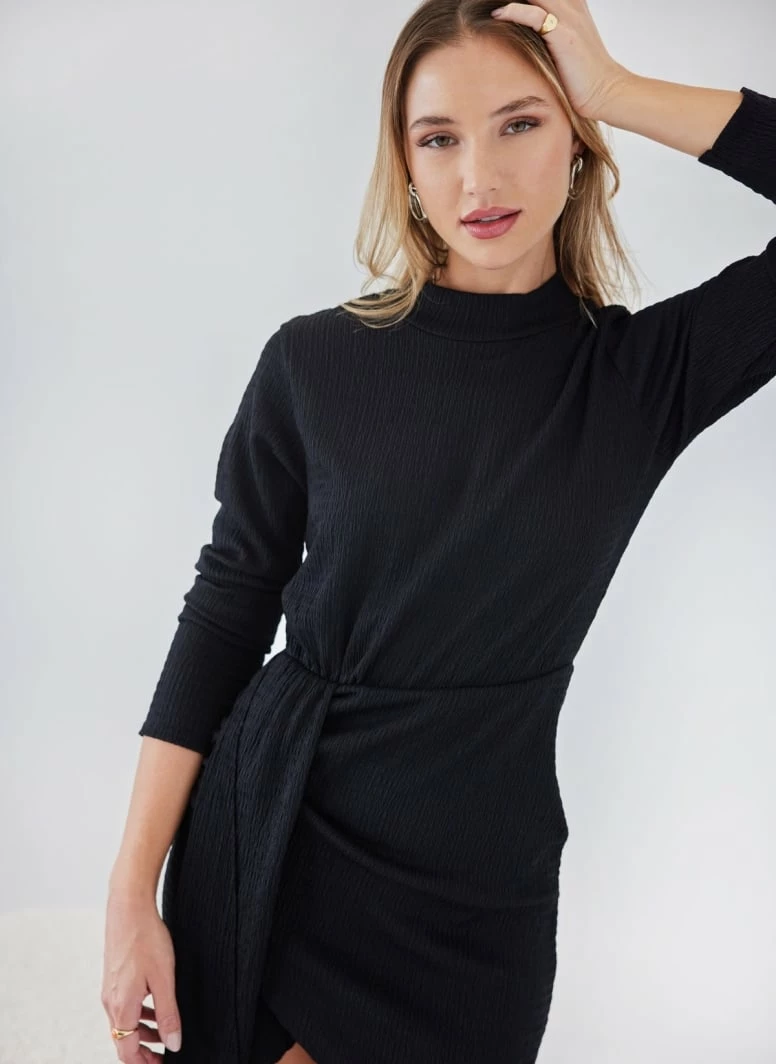 Εκπτωση 🎁 The Fashion Project Φόρεμα ασύμμετρο γκοφρέ - Μαύρο ❤️ 2 Εκπτωση 🎁 The Fashion Project Φόρεμα ασύμμετρο γκοφρέ - Μαύρο ❤️ - Image 2