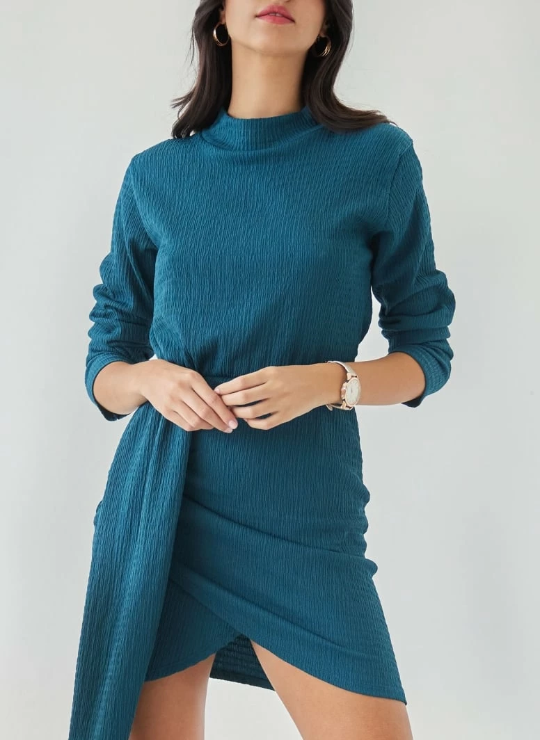 Το φθηνότερο 😍 The Fashion Project Φόρεμα ασύμμετρο γκοφρέ - Petrol 👍 1 Το φθηνότερο 😍 The Fashion Project Φόρεμα ασύμμετρο γκοφρέ - Petrol 👍