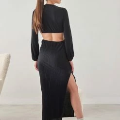 Το φθηνότερο ⌛ The Fashion Project Φόρεμα γκοφρέ με Cut Outs και μέταλλο - Μαύρο 🎉 -Φορέματα Εκπτώσεις forema gkofre me cut outs kai metallo 108400 5u4n