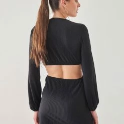 Το φθηνότερο ⌛ The Fashion Project Φόρεμα γκοφρέ με Cut Outs και μέταλλο - Μαύρο 🎉 -Φορέματα Εκπτώσεις forema gkofre me cut outs kai metallo 108400 oon1