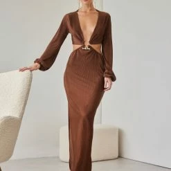 Εξοδος 😍 The Fashion Project Φόρεμα γκοφρέ με Cut Outs και μέταλλο - Καφέ 🤩 12 Εξοδος 😍 The Fashion Project Φόρεμα γκοφρέ με Cut Outs και μέταλλο - Καφέ 🤩 -Φορέματα Εκπτώσεις forema gkofre me cut outs kai metallo 108401 2h2b