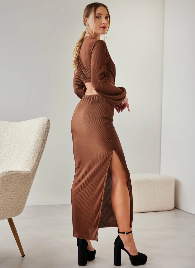 Εξοδος 😍 The Fashion Project Φόρεμα γκοφρέ με Cut Outs και μέταλλο - Καφέ 🤩 8 Εξοδος 😍 The Fashion Project Φόρεμα γκοφρέ με Cut Outs και μέταλλο - Καφέ 🤩 - Image 8