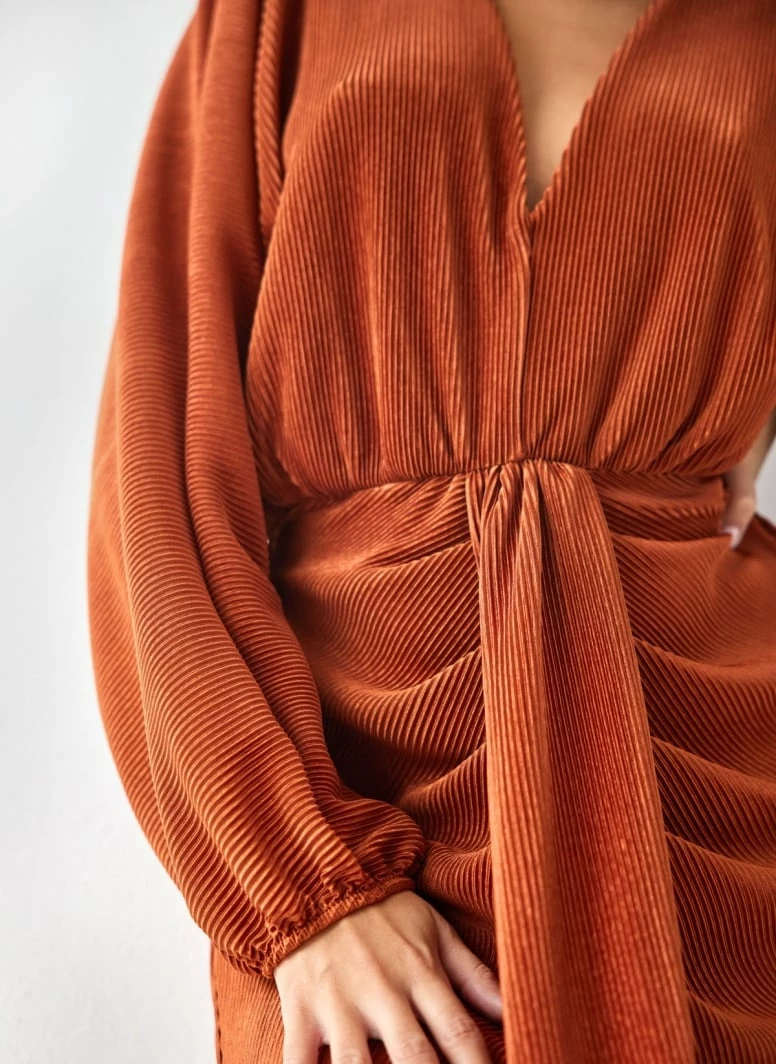 Ολοκαίνουργιο ❤️ The Fashion Project Φόρεμα γκοφρέ με σούρες - Κεραμιδί 🥰 2 Ολοκαίνουργιο ❤️ The Fashion Project Φόρεμα γκοφρέ με σούρες - Κεραμιδί 🥰 - Image 2