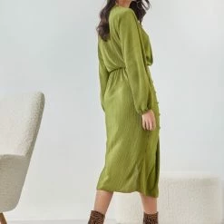 Ολοκαίνουργιο 🛒 The Fashion Project Φόρεμα γκοφρέ με σούρες - Lime 🎁 -Φορέματα Εκπτώσεις forema gkofre me soures 108398 d29n