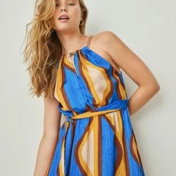 Νέος 🤩 The Fashion Project Εμπριμέ φόρεμα με αλυσίδα - Μπλε ✔️