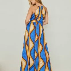 Νέος 🤩 The Fashion Project Εμπριμέ φόρεμα με αλυσίδα - Μπλε ✔️ -Φορέματα Εκπτώσεις forema halter me alusida 105100 p19g