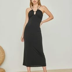 Ολοκαίνουργιο 🛒 The Fashion Project Φόρεμα Halter με ανοιχτή πλάτη - Μαύρο 🧨 -Φορέματα Εκπτώσεις forema halter me anoixti plati 104995 xjhw