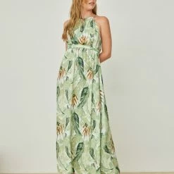 Προώθηση 🔥 The Fashion Project Εμπριμέ φόρεμα σατέν με αλυσίδα - Λαχανί 🥰 -Φορέματα Εκπτώσεις forema halter saten me alusida 105109 7hz9