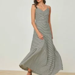 Αγορά ⭐ The Fashion Project Φόρεμα καρώ με βολάν - Μαύρο ⌛