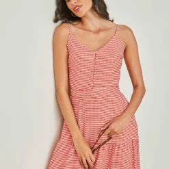 Συμφωνίες 🌟 The Fashion Project Φόρεμα καρώ με βολάν - Κόκκινο ✨ -Φορέματα Εκπτώσεις forema karw me volan 102579 0fub